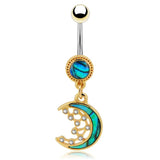 10 pcs Silver Opal Moon Navel Piercings Body Jewelry