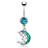 10 pcs Silver Opal Moon Navel Piercings Body Jewelry
