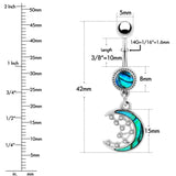 10 pcs Silver Opal Moon Navel Piercings Body Jewelry