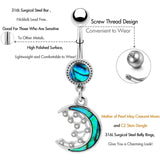 10 pcs Silver Opal Moon Navel Piercings Body Jewelry