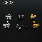 16g Stainless Steel Bow-Knot Gem CZ Ear Tragus Piercing Earring