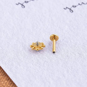 1 Pair Stainless Steel Inner Tooth Screws Gem Lip Stud Ear Bone Piercing