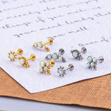 1 Pair Stainless Steel Inner Tooth Screws Gem Lip Stud Ear Bone Piercing