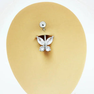 CZ Belly Button Ring Stainless Steel Body Jewelry