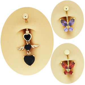 CZ Belly Button Ring Stainless Steel Body Jewelry
