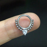 316L Surgical Steel CZ Hinged Segment Earrings Hoop Clicker Nose Ring