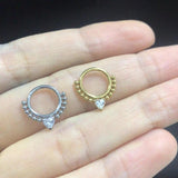 316L Surgical Steel CZ Hinged Segment Earrings Hoop Clicker Nose Ring