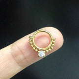 316L Surgical Steel CZ Hinged Segment Earrings Hoop Clicker Nose Ring