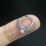 316L Surgical Steel CZ Hinged Segment Earrings Hoop Clicker Nose Ring