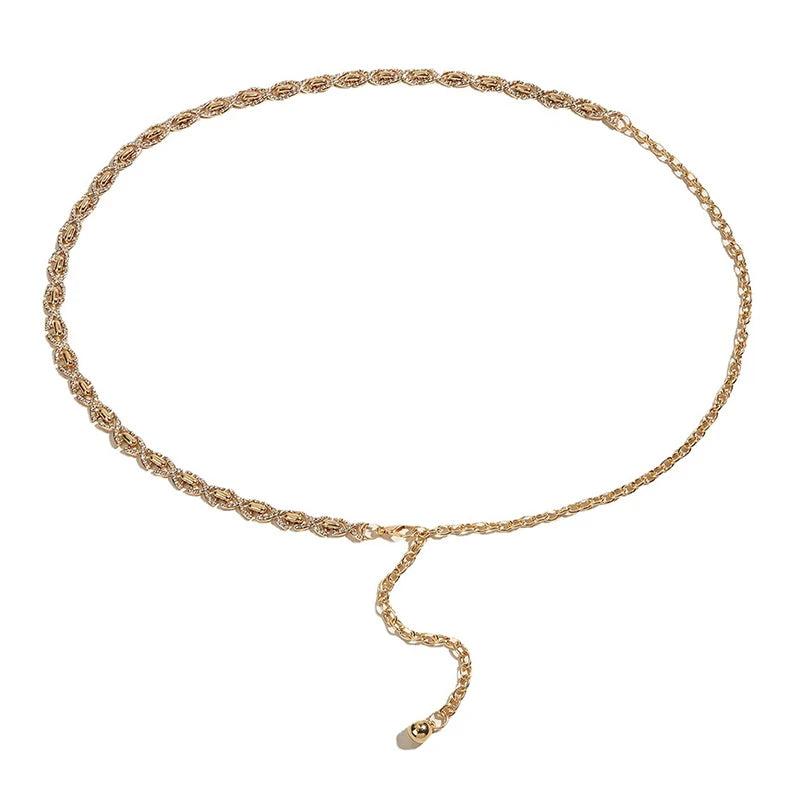 Rhinestone Waist Chain Metal Belt for Women