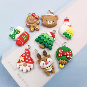 10pcs Christmas Earring Resin Charms DIY Animal Pendants for Jewelry Making