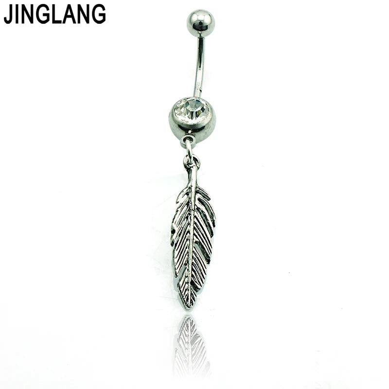 Vintage Leaf Navel Belly Button Ring Surgical Steel Body Jewelry