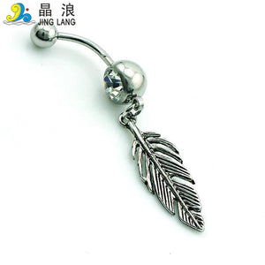 Vintage Leaf Navel Belly Button Ring Surgical Steel Body Jewelry