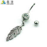 Vintage Leaf Navel Belly Button Ring Surgical Steel Body Jewelry