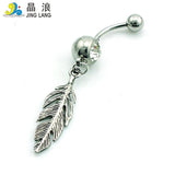 Vintage Leaf Navel Belly Button Ring Surgical Steel Body Jewelry