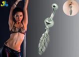 Vintage Leaf Navel Belly Button Ring Surgical Steel Body Jewelry