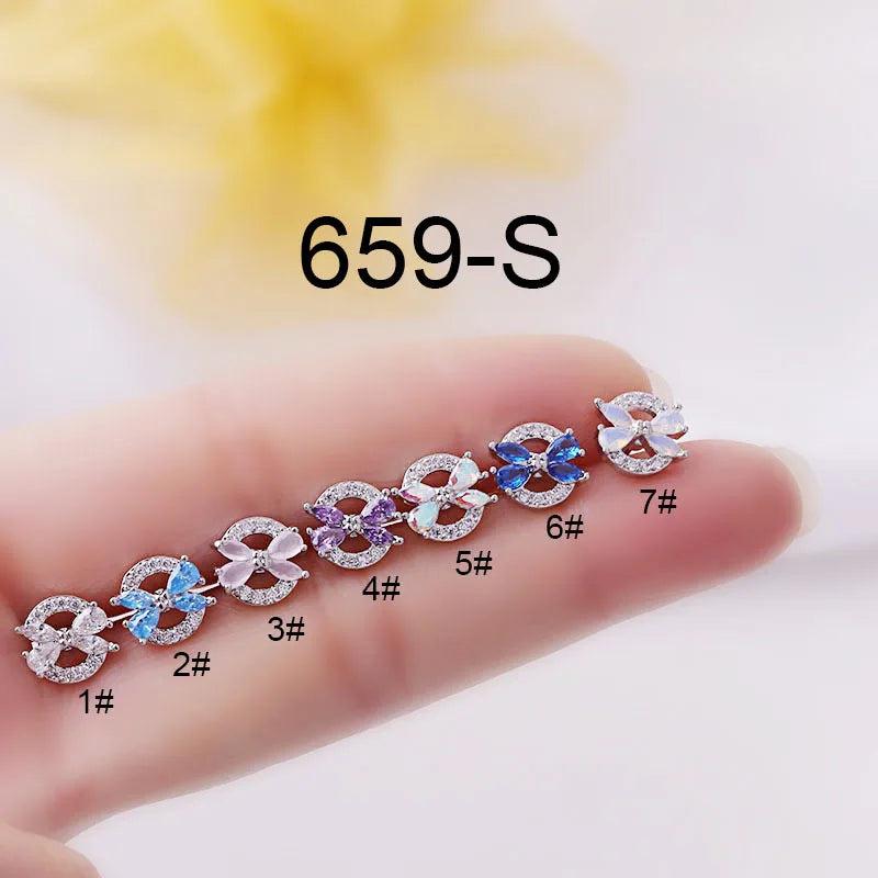 Zircon Water Drop Screw Ball Ear Accessories