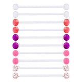 Clear Industrial Barbell Earring 14G Bioflex Cartilage Retainer Body Jewelry