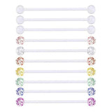 Clear Industrial Barbell Earring 14G Bioflex Cartilage Retainer Body Jewelry
