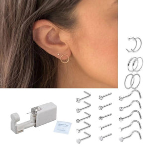 Sterile Nose Ring Stud Piercing Unit with 21x Nose Stud