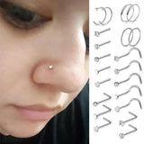 Sterile Nose Ring Stud Piercing Unit with 21x Nose Stud