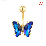 Butterfly Flower Zircon Pendant Belly Button Ring Navel Piercing