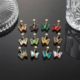 Butterfly Flower Zircon Pendant Belly Button Ring Navel Piercing