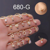 Heart Dangle Crystal Star Nose Piercing Jewelry