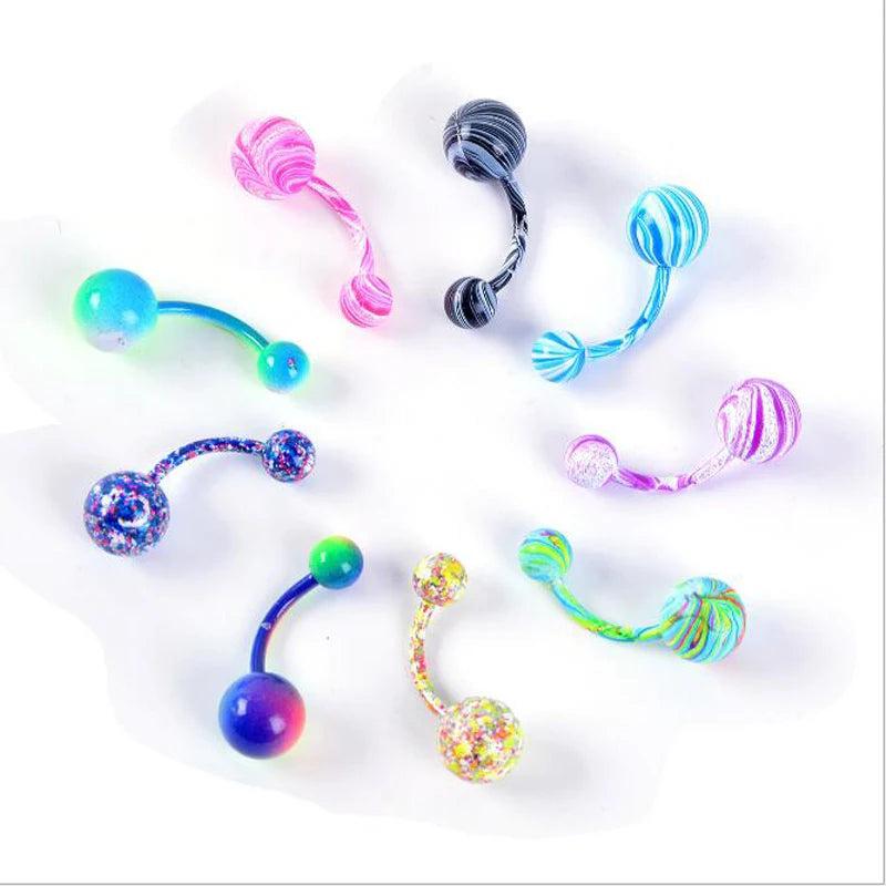 Surgical Steel Crystal Belly Button Ring Set