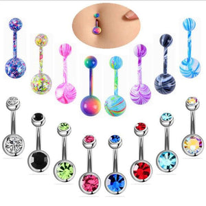 Surgical Steel Crystal Belly Button Ring Set