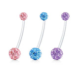 Maternity Flexible Bioplast Long Belly Button Rings Set of 3 14G 38mm
