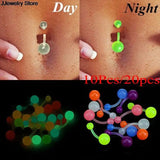 20Pcs Silicone Belly Piercing Navel Flexible Bar Balls Piercing Stud Earring