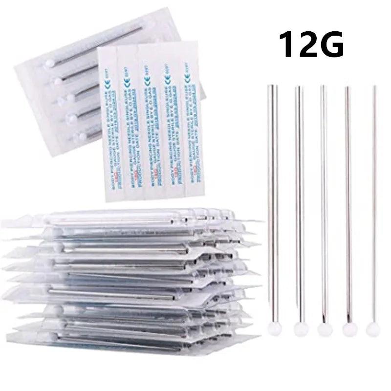 10PCS Bulk Disposable Sterile Piercing Needles Mix Sizes Body Piercing Tool