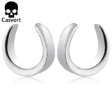 2PCS Saddle Ear Tunnels Plugs Stainless Steel Ear Gauges Stretchers