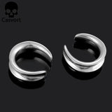 2PCS Saddle Ear Tunnels Plugs Stainless Steel Ear Gauges Stretchers