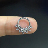 Opal Stone Nose Ring Surgical Steel Small Segment Septum Piercing