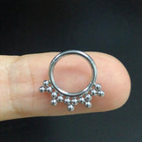Opal Stone Nose Ring Surgical Steel Small Segment Septum Piercing