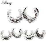 Moon Zirconia Deer Saddle Ear Tunnel Plugs Gauges Earrings Piercing