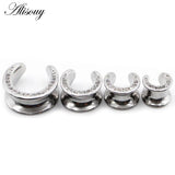 Moon Zirconia Deer Saddle Ear Tunnel Plugs Gauges Earrings Piercing