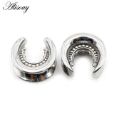 Moon Zirconia Deer Saddle Ear Tunnel Plugs Gauges Earrings Piercing