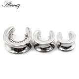 Moon Zirconia Deer Saddle Ear Tunnel Plugs Gauges Earrings Piercing