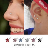 20Pcs Body Nose Piercing Jewelry Colored Crystal Flower Nose Nail