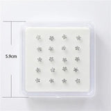 20Pcs Body Nose Piercing Jewelry Colored Crystal Flower Nose Nail