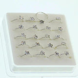 20Pcs Body Nose Piercing Jewelry Colored Crystal Flower Nose Nail