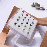 20Pcs Body Nose Piercing Jewelry Colored Crystal Flower Nose Nail