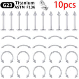 10PCS G23 Titanium Piercing Labret Lip Stud Eyebrow C rod
