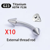 10PCS G23 Titanium Piercing Labret Lip Stud Eyebrow C rod