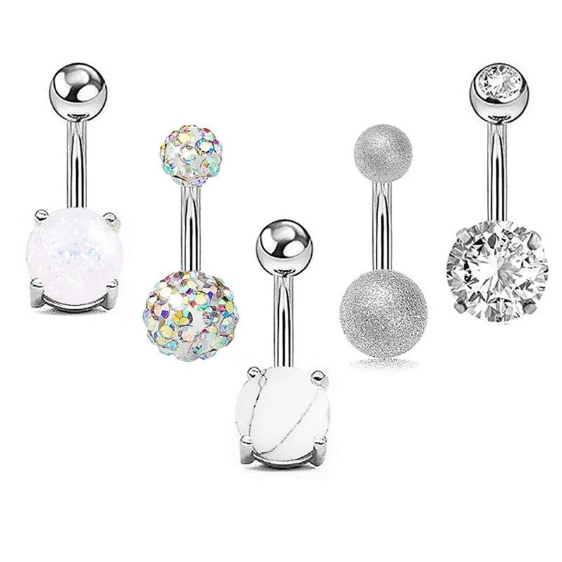 5pcs Stainless Steel Belly Button Rings Sexy Women Body Piercing Jewelry