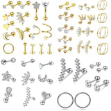 Stainless Steel Cartilage Tragus Ear Piercing 14G Crystal Hoop Earrings