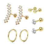 Stainless Steel Cartilage Tragus Ear Piercing 14G Crystal Hoop Earrings